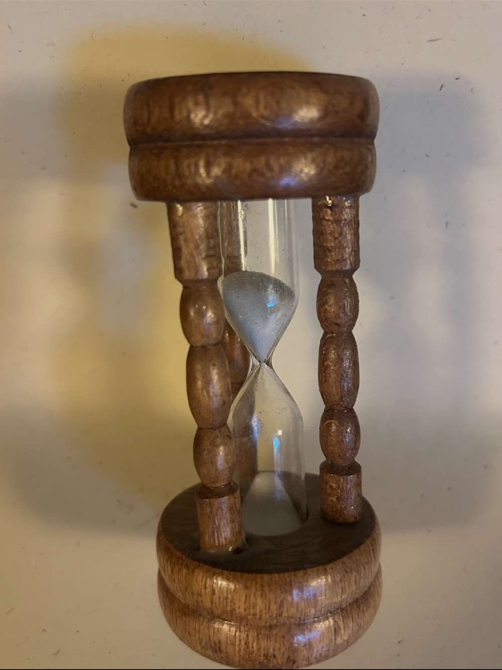 Wooden 3-Minute Hourglass Sand Timer 4” White Sand